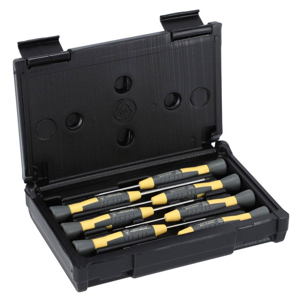 Screwdriver Sets; Screwdriver Types Included: Slotted & Phillips ; Container Type: Plastic Case ; Phillips Point Size: #00, #0, #1 ; Slotted Point Size: 1.5; 2.0; 2.5; 3.0 ; Finish: Chrome Plated ; Overall Length (Decimal Inch): 5.3000