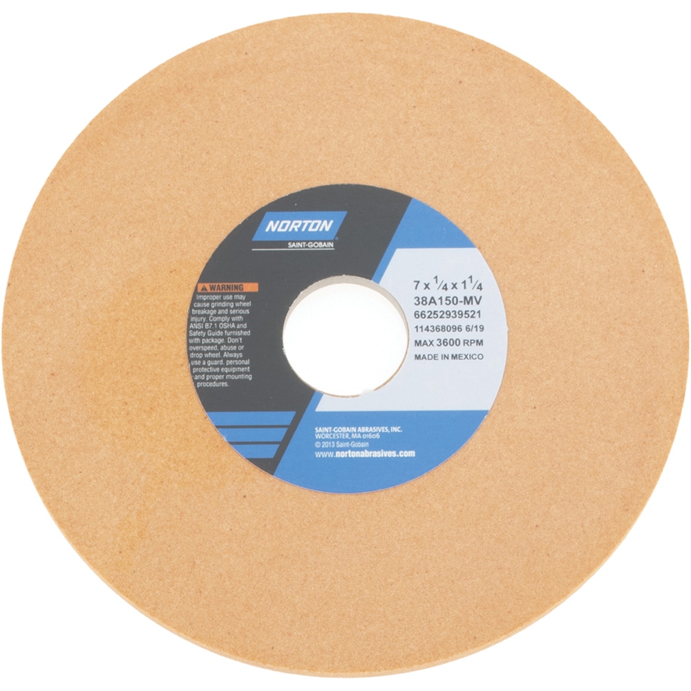 Norton 66252939521 Surface Grinding Wheel: 7" Dia, 1/4" Thick, 1-1/4" Hole, 150 Grit, M Hardness Image