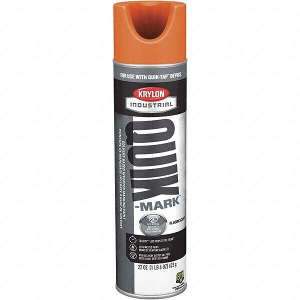 Krylon QT0370200 Striping & Marking Paints & Chalks; Product Type: Marking Paint ; Color Family: Orange ; Composition: Solvent Based ; Color: Fluorescent Orange ; Container Size: 22.00 oz ; Coverage: 864 Image