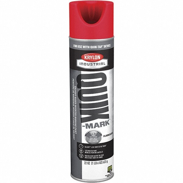 Krylon QT0361300 Striping & Marking Paints & Chalks; Product Type: Marking Paint ; Color Family: Red ; Composition: Solvent Based ; Color: Fluorescent Red ; Container Size: 22.00 oz ; Coverage: 864 Image