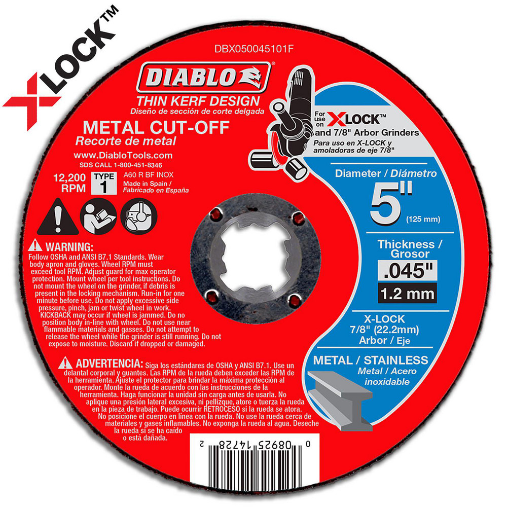 DIABLO CutOff Wheel Type 1 (01/41), 5" Dia, Aluminum Oxide MSC