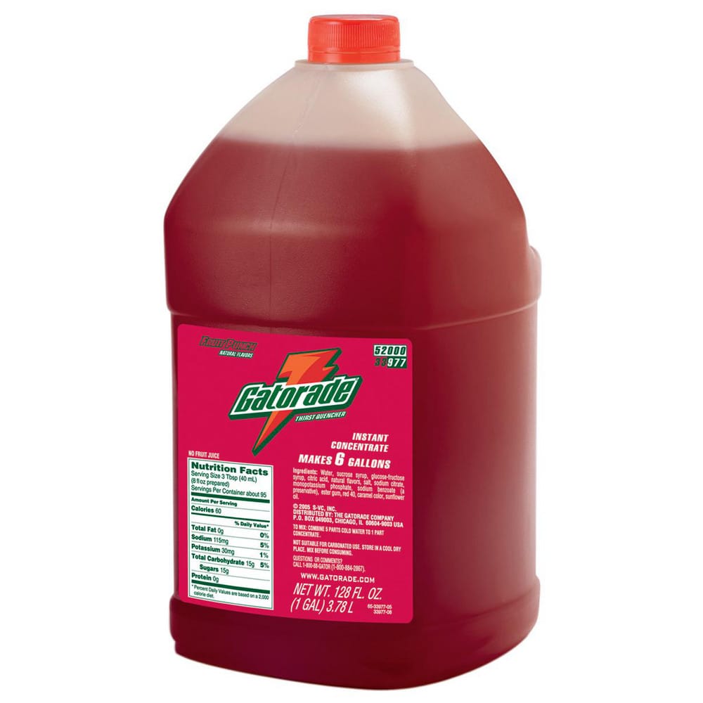 Activity Drink: 1 gal, Bottle, Fruit Punch, Liquid Concentrate, Yields 6 gal
