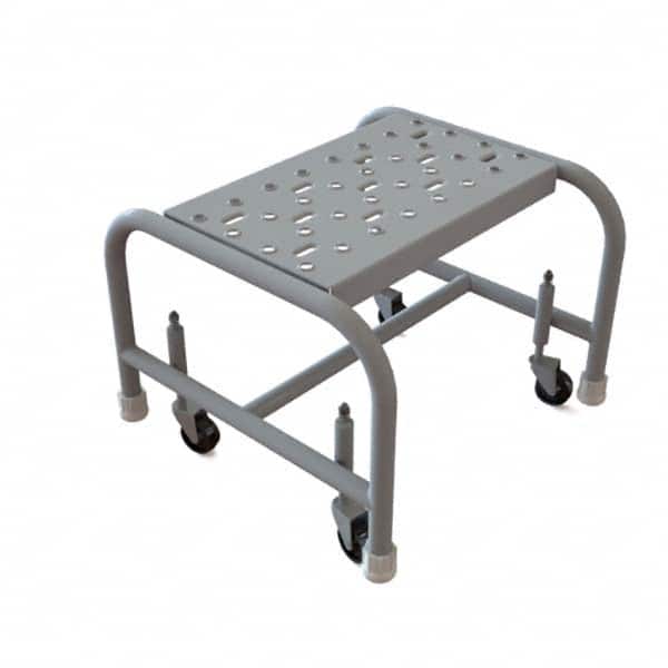 Step Stand Stool: 12" OAH, 16" OAW, 1 Step, Steel, Gray