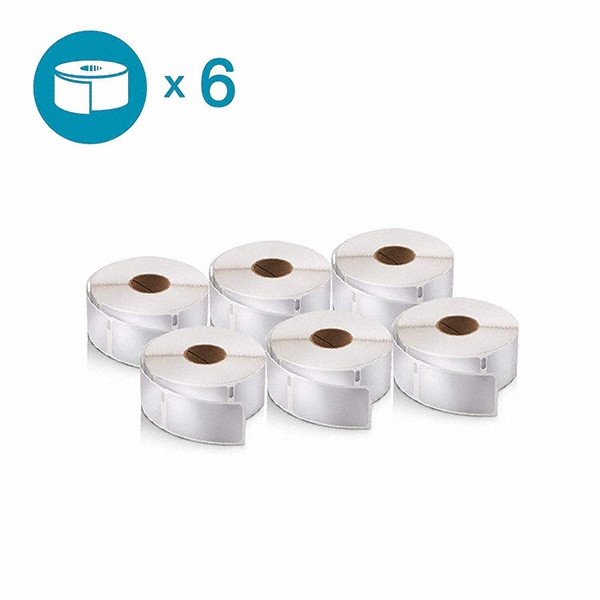 Dymo Pack of 6 Rolls, 500 Labels per Roll, 3/4" x 2" White Paper Address Labels - For DYMO LabelWriter 450, 450 Turbo, 450 Twin Turbo, 450 Duo, 4XL