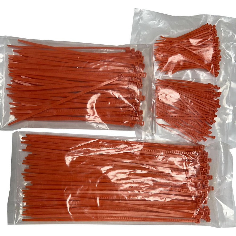 Cable Tie Assortments; Cable Tie Style: Standard ; Color: Orange ; Tensile Strength: 18 lb; 50 lb ; Number of Pieces: 400 ; Container Type: Bag ; Overall Length: 100.00