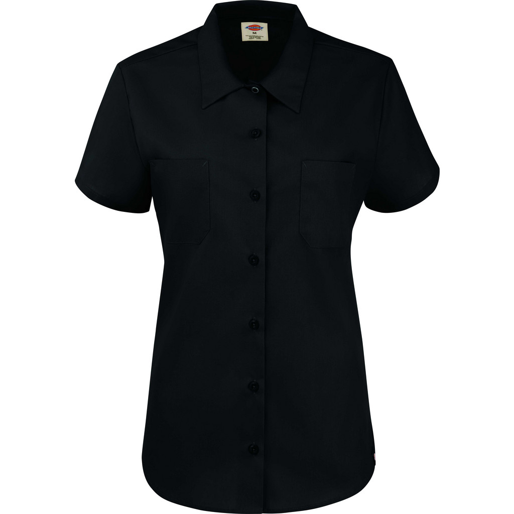 black dickies dress shirt Dickies - Work Shirt: General Purpose, Short Sleeve Regular, Large, Cotton  & Polyester, Black, 2 Pocket