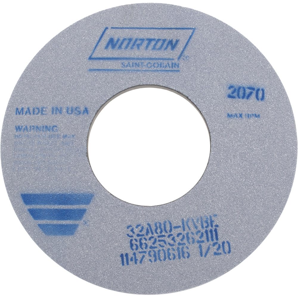 Norton 66253262111 Surface Grinding Wheel: 12" Dia, 1/2" Thick, 5" Hole, 80 Grit, K Hardness Image