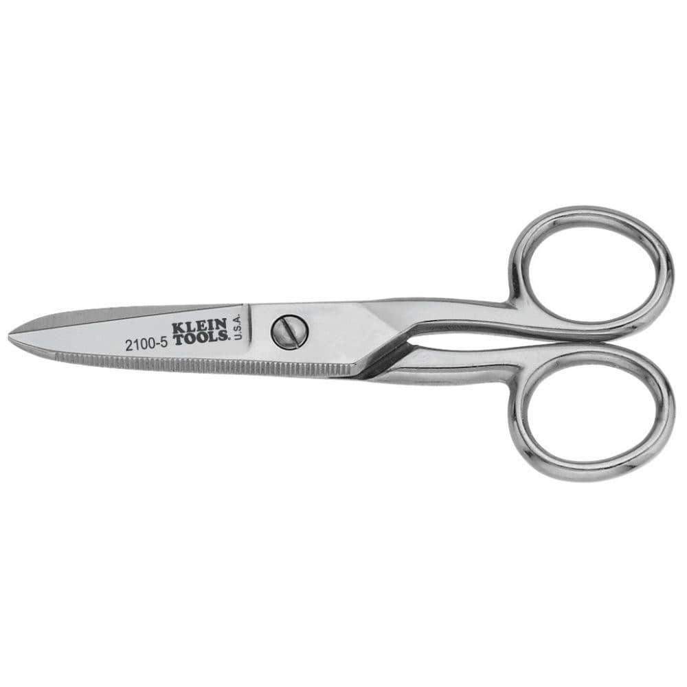 Klein Tools Scissors: 5.25 OAL, Steel Blade - Electrical, Heavy-Duty Cutting & Telecom | Part #2100-5