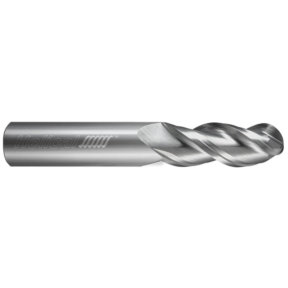 Helical Solutions 49030 Ball End Mill:  0.1250" Dia,  0.2500" LOC,  3 Flute,  Solid Carbide 