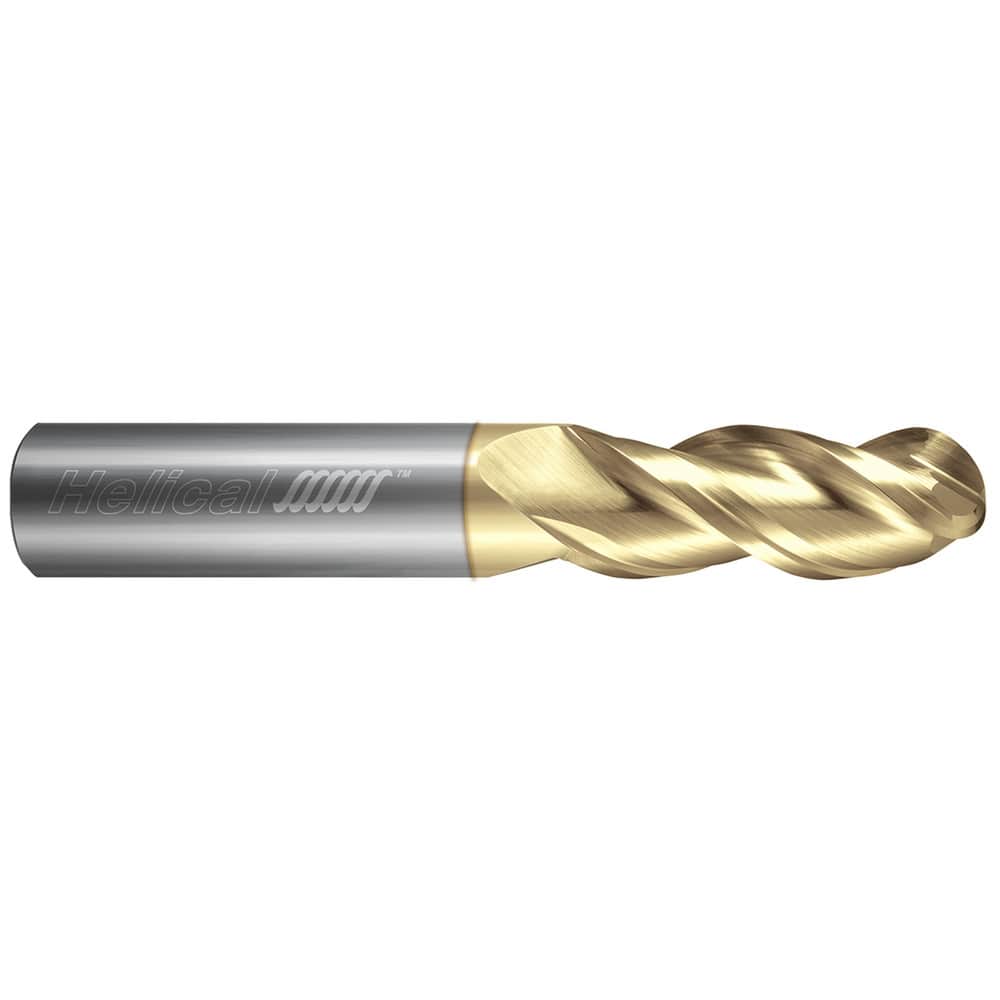 Helical Solutions 49316 Ball End Mill:  0.5000" Dia,  2.0000" LOC,  3 Flute,  Solid Carbide 