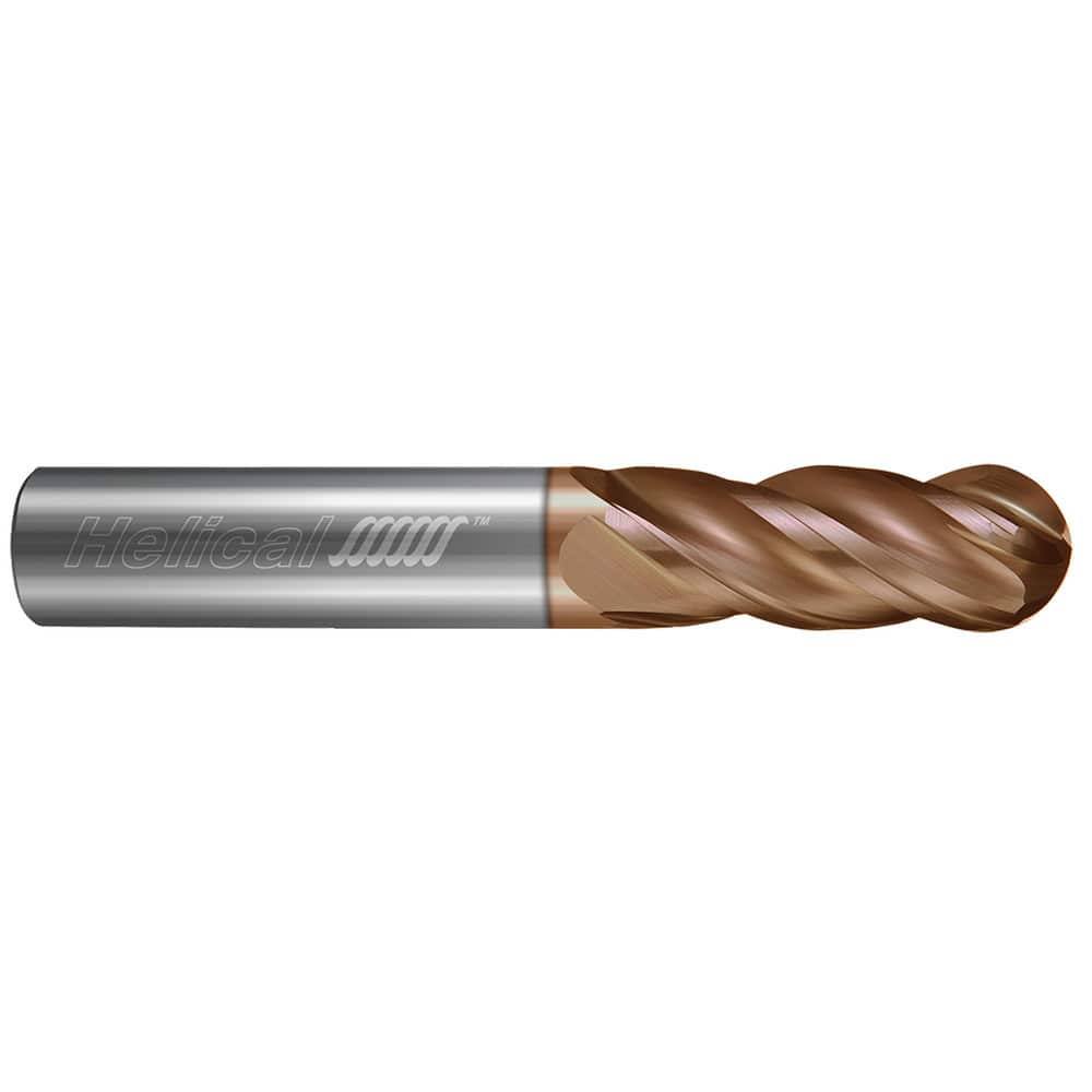 Helical Solutions 83277 Ball End Mill:  0.1250" Dia,  0.5000" LOC,  4 Flute,  Solid Carbide 