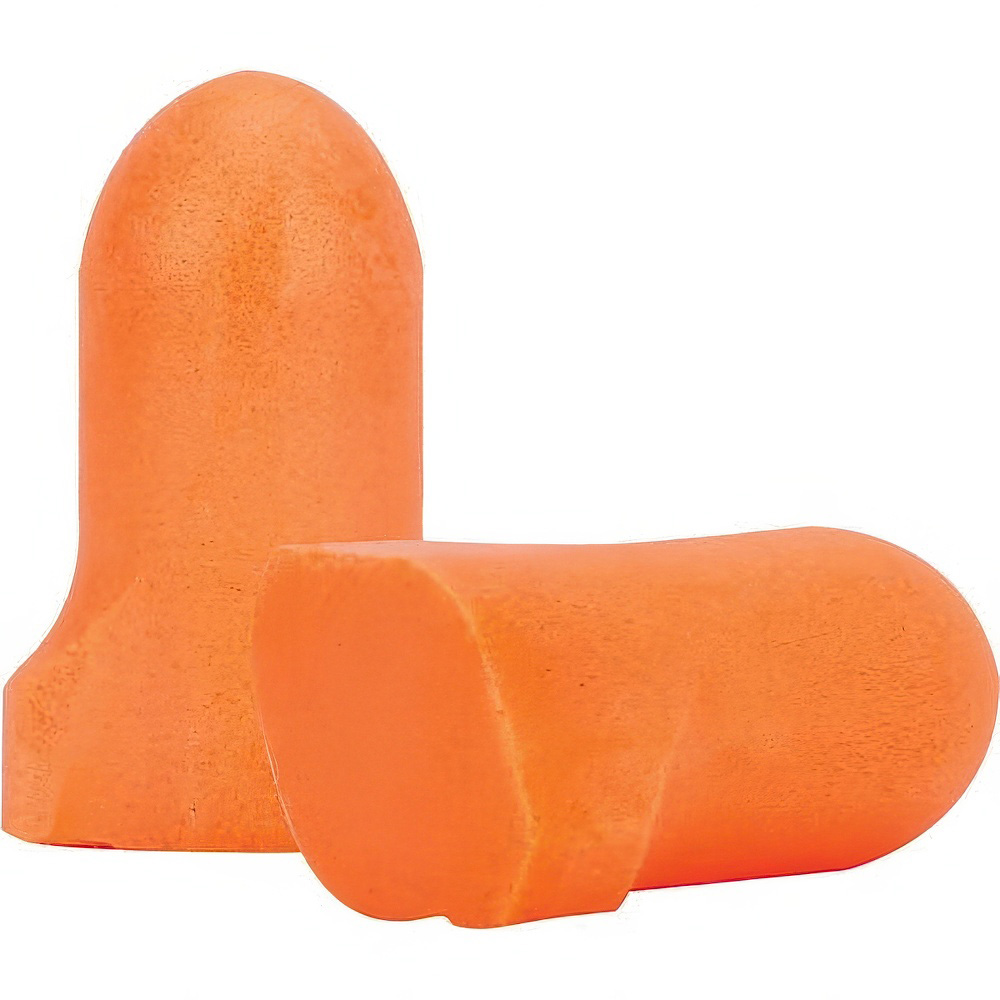 Earplugs: 32 dB, Polyurethane, T-Shape, Roll Down, Uncorded,  n-Metal Detectable - Orange, 200 Pairs per Pack, Disposable