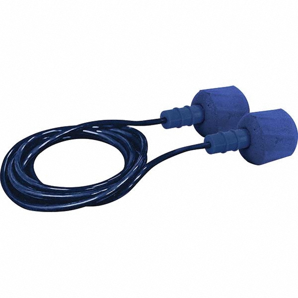 PiP Earplugs: 30.00 dB, Polyurethane, Cylinder, Push-In, Corded, Metal-Detectable - Blue, 100 Pairs per Pack, Reusable | Part #267-HPF610D