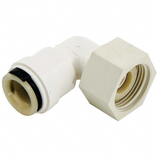 Push-To-Connect Tube Fitting: Swivel Elbow, 1/2 X 3/4 FNPS" OD