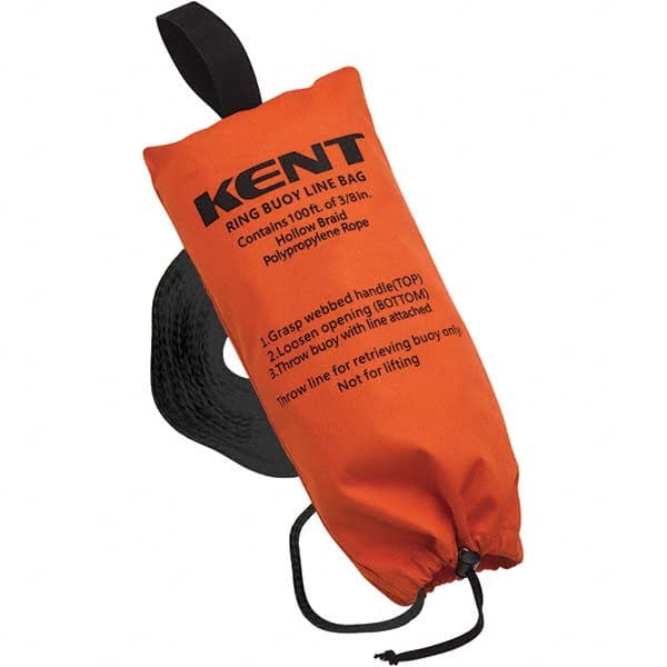 Kent 15250020099917 Rescue Buoys, Rings & Ropes; Type: Buoy Line Bag Rope ; Rope Length (feet): 100 (Feet); Rope Diameter (inch): 0.375 ; Material: Multi-filament Polypropylene ; USCG Rating: Type 4 ; Minimum Buoyancy (lbs): 16.5 (Pounds) 