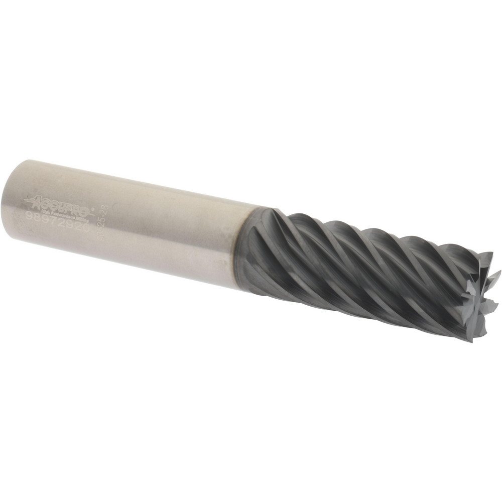 317216 Square End Mill:  0.5000" Dia, 1.25" LOC, 0.5" Shank Dia, 3" OAL, 8 Flutes, Solid Carbide  