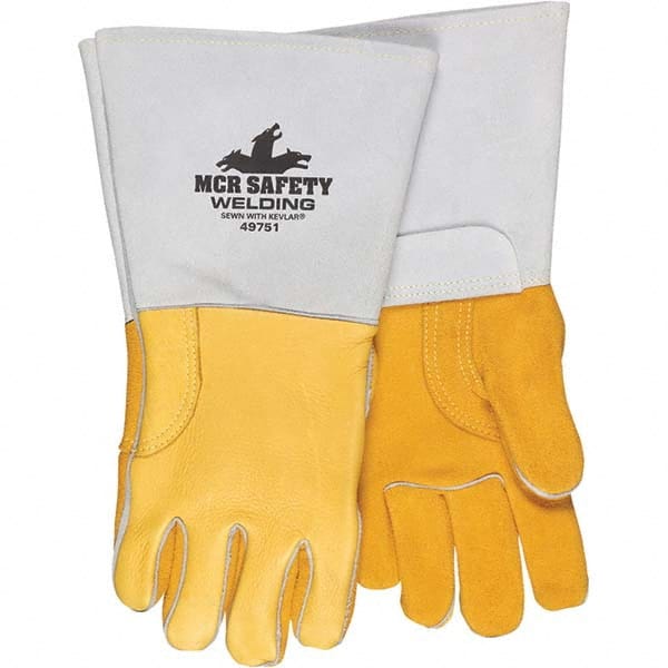 MCR SAFETY 49751M Welding Gloves: Size Medium, Leather, General Welding Application 