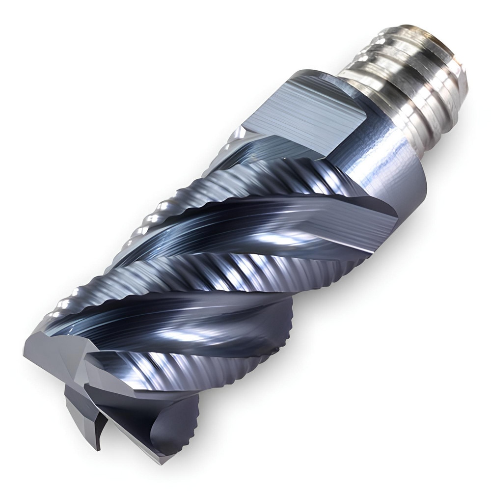 Roughing End Mill Heads; Mill Diameter (mm): 8.00 ; Mill Diameter (Decimal Inch): 0.3150 ; Number of Flutes: 4 ; Pitch: Normal ; Connection Type: Threaded & Tapered ; Length of Cut (mm): 12.0000