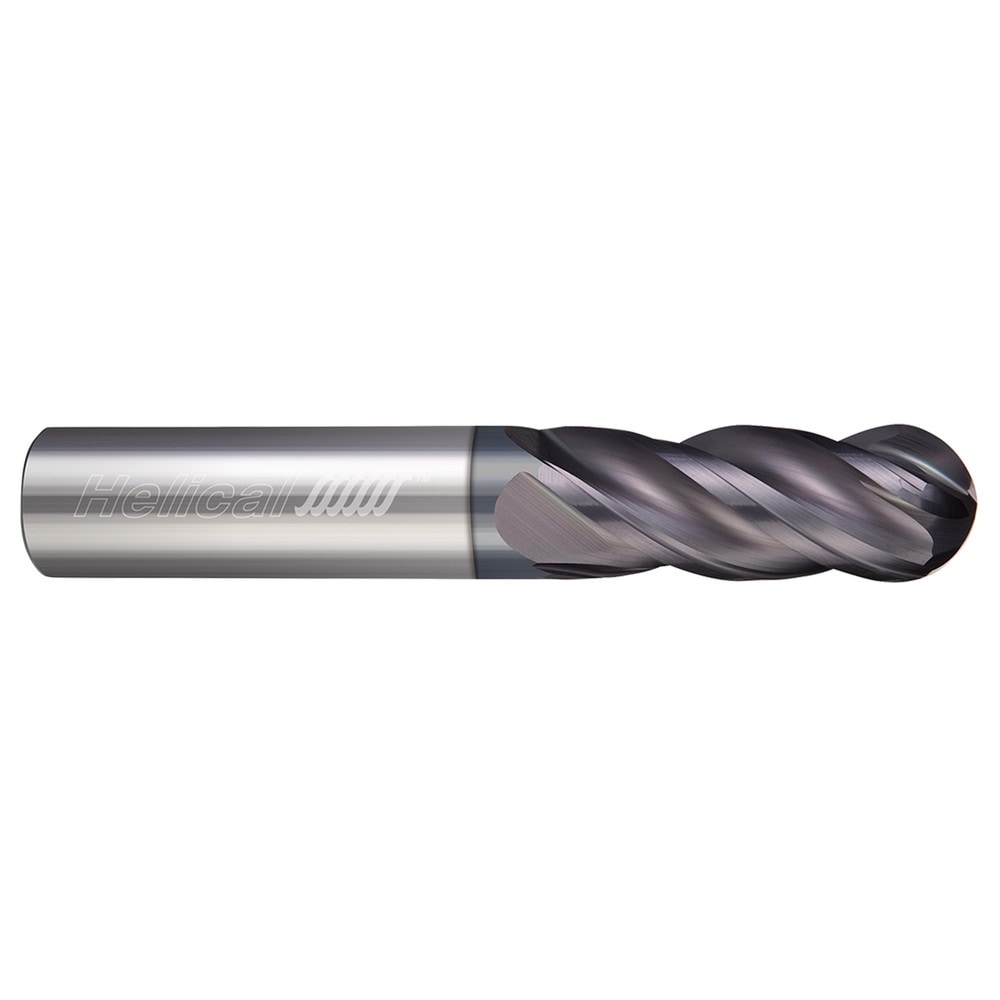 Ball End Mill: 3/4" Dia, 2-1/4" LOC, 4 Flute, Solid Carbide