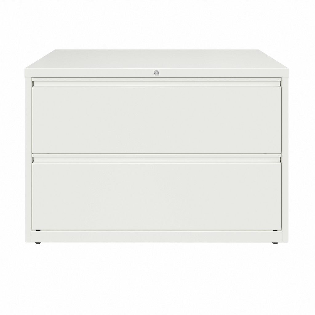 Hirsh Lateral File Cabinet: 2 Drawer, Steel, White - 42" Wide, 28" High, 18-5/8" Deep | Part #23704