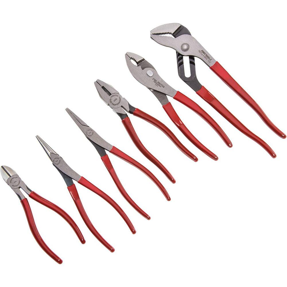Plier Sets; Plier Type Included: Diagonal, Groove, Lineman's, Long Nose, Slip-Joint, Tongue ; Container Type: None ; Overall Length: 10-1/4 in; 6-1/8 in; 7-1/2 in; 7-3/4 in; 8-1/8 in ; Handle Material: Steel