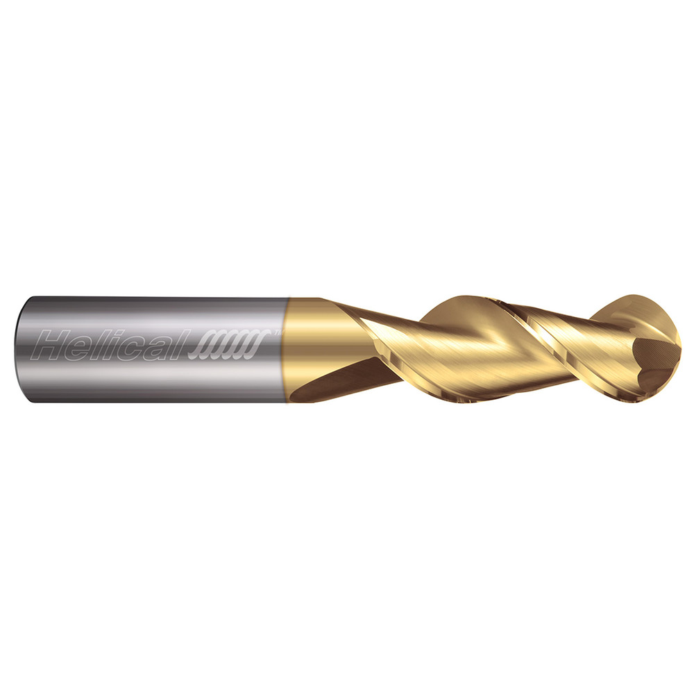 Helical Solutions Ball End Mill 3/16" Dia, 9/16" LOC, 2 Flute, Solid