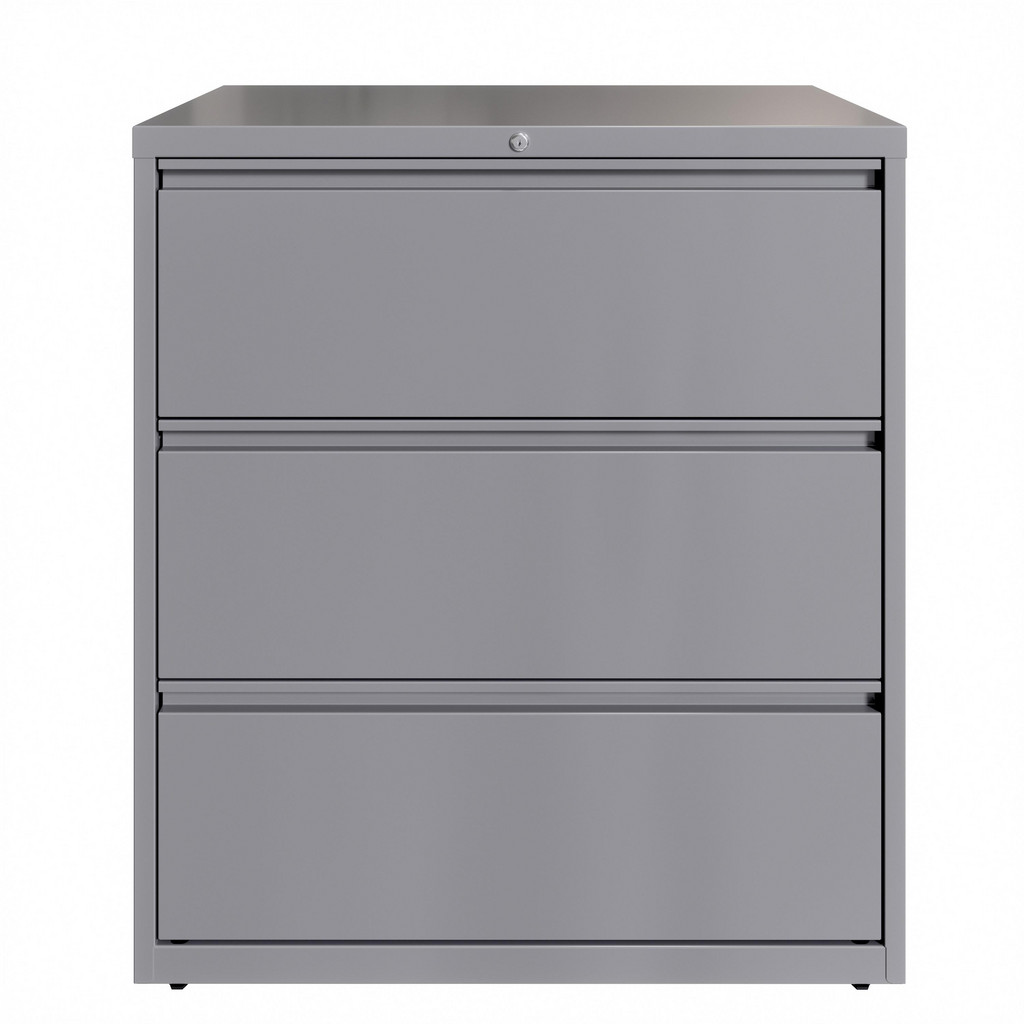 Hirsh Lateral File Cabinet: 3 Drawer, Steel, Arctic Silver - 36" Wide, 40-1/4" High, 18-5/8" Deep | Part #23745
