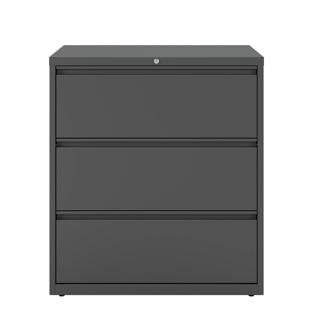 Hirsh Lateral File Cabinet: 3 Drawer, Steel, Charcoal - 36" Wide, 40-1/4" High, 18-5/8" Deep | Part #17636