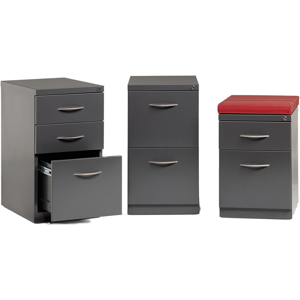 Hirsh Mobile Pedestal 3 Drawers, Steel, Charcoal MSC Industrial