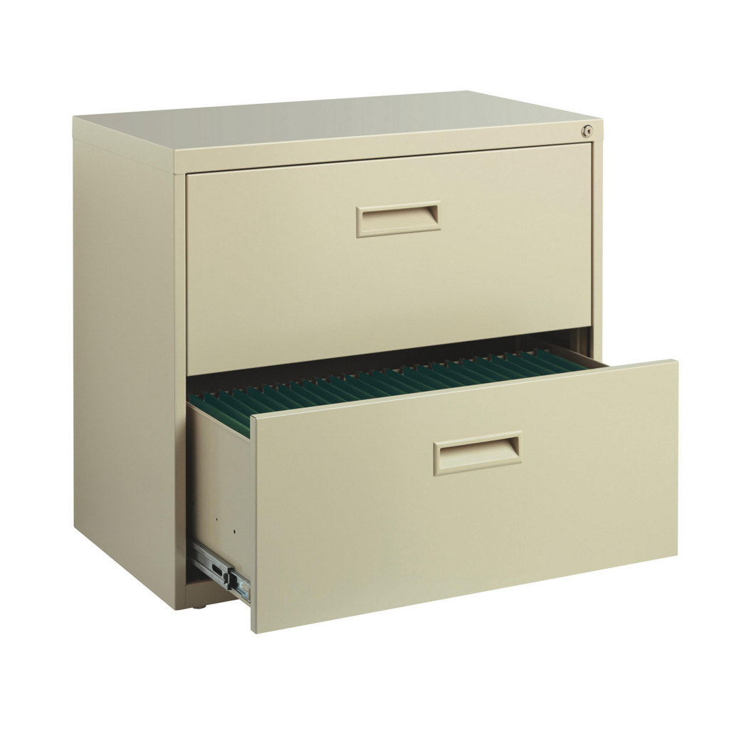 Hirsh Lateral File Cabinet: 2 Drawer, Steel, Putty - 30" Wide, 27-3/4" High, 17-5/8" Deep | Part #19295