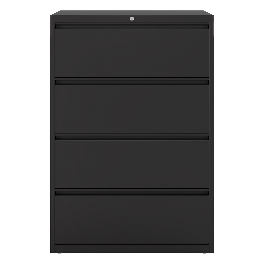 Hirsh Lateral File Cabinet: 4 Drawer, Steel, Black - 36" Wide, 52-1/2" High, 18-5/8" Deep | Part #17454
