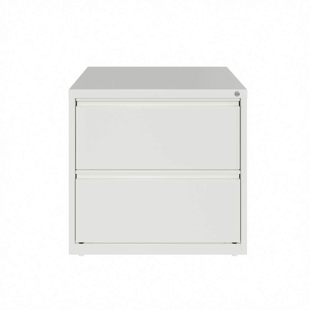 Hirsh Lateral File Cabinet: 2 Drawer, Steel, White - 30" Wide, 28" High, 18-5/8" Deep | Part #23696