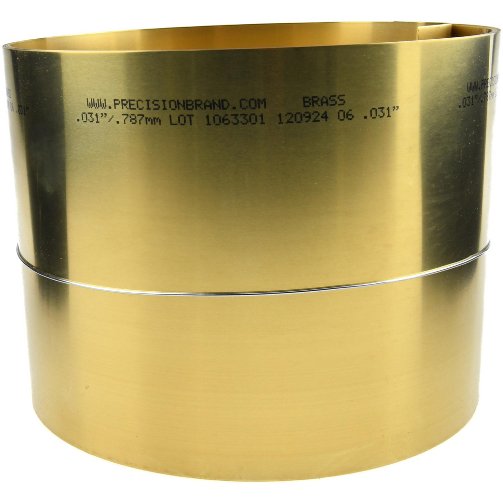 Made in USA | Precision Brand Metal Shim Stock: Roll, 0.0310" Thick, 100" Long, 6" Wide, Brass | Part #17535