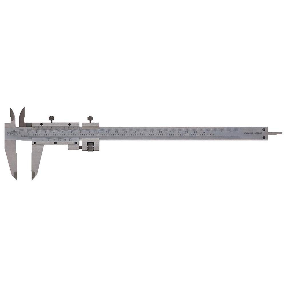 Vernier Caliper: 0 to 8", 0.0015" Accuracy, 0.001" Graduation, Stainless Steel