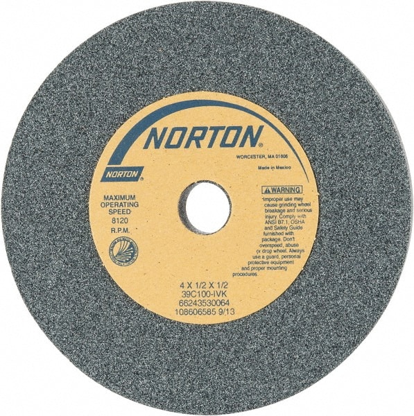 Norton 66243530064 Surface Grinding Wheel: 4" Dia, 1/2" Thick, 1/2" Hole, 100 Grit, I Hardness Image