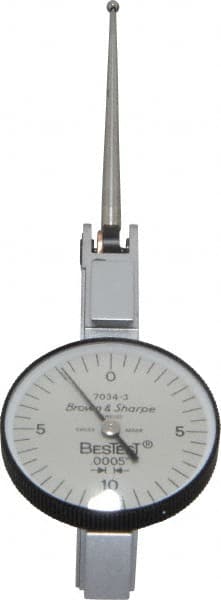 TESA Brown & Sharpe 599-7034-3 Dial Test Indicators: 0.02 Max, 0-10-0, 0.0005" Accuracy, Horizontal 