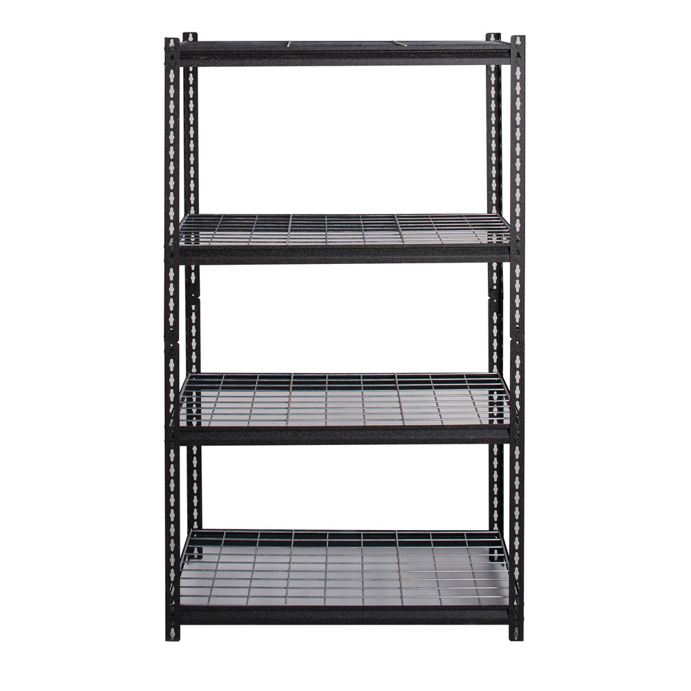 Riveted Wire Deck  Shelving: 575 lb lb Shelf Capacity, 4 Shelves - 36" Wide, 18" Deep, 60 Wide, Steel