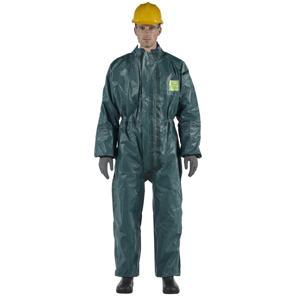 Disposable & Chemical Resistant Coveralls; Garment Style: Coveralls ; Size: Medium ; Material: Multi-Layer Non-Woven Barrier Laminate Fabric ; Closure Type: Double Zipper ; Cuff Style: Double Cuffs; Elastic ; Ankle Style: Elastic
