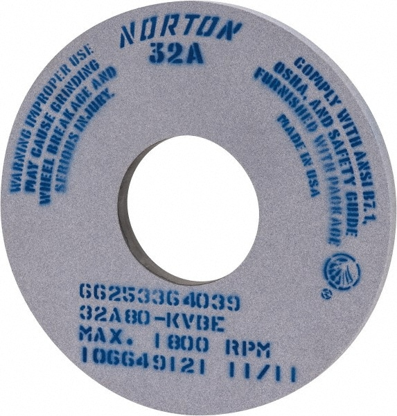 Norton 66253364039 Surface Grinding Wheel: 14" Dia, 1" Thick, 5" Hole, 80 Grit, K Hardness Image