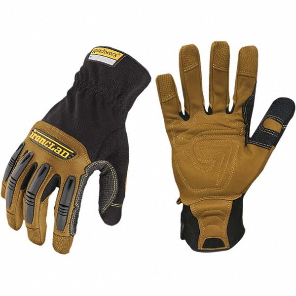 Work Gloves: ironClad RWG2, Size Large, Terry Lined, Terrycloth, General Purpose - Black, Pair