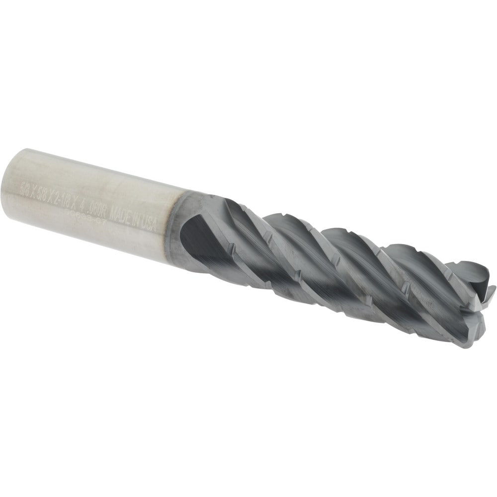 Accupro 6503982 Corner Radius End Mill: 5/8" Dia, 2-1/8" LOC, 0.06" Radius, 5 Flutes, Solid Carbide 