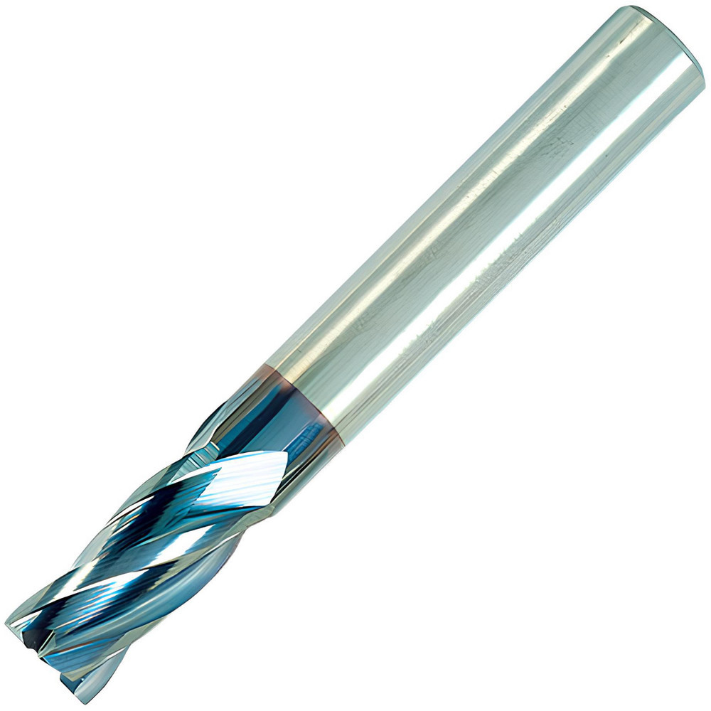 Corner Radius End Mill: 7/32" Dia, 3/8" LOC, 0.0100" Radius, 4 Flute, Solid Carbide - 2" OAL, 7/32" Shank Dia, 38 deg Helix, TiAlN Finish, Single End, Series 47J_RC