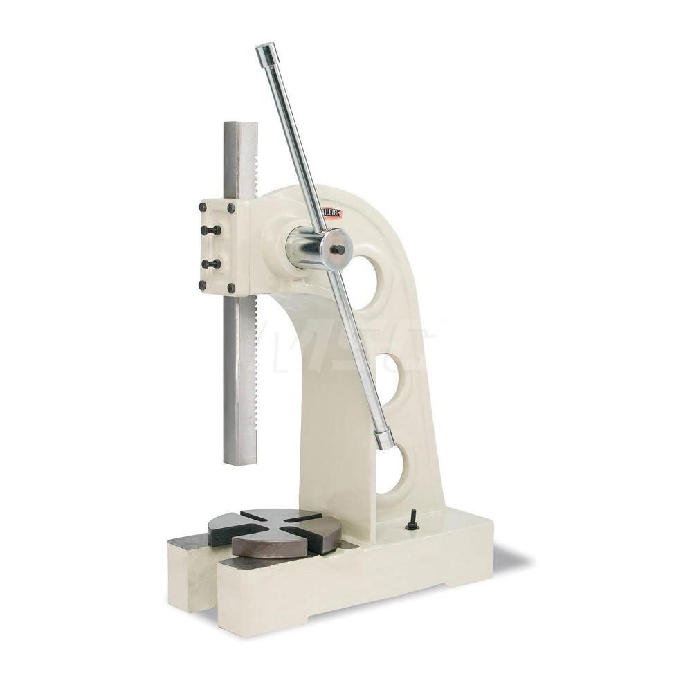 Arbor Presses; Maximum Work Height (Inch): 15-3/4 ; Ram Width/Diameter (Inch): 2 ; Leverage Style: Single ; Overall Height (Inch): 38 ; Maximum Work Width/Diameter (Inch): 15-3/4 ; Capacity Table (Inch): 10