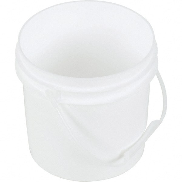 Buckets & Pails; Capacity: 1 gal (US); Body Material: High-Density Polyethylene; Style: Single Pail; Shape: Round; Color: White; Handle: Yes; Lid: No Lid; For Use With: Storage; Shipping; Handle Material: Steel; Height (mm): 7.5 in; Container Size Compati