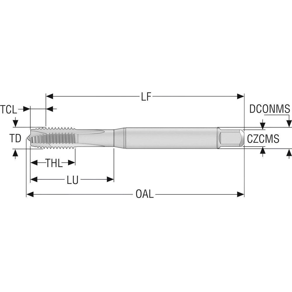 Seco Straight Flute Tap M10 Metric, 3 Flute, Modified Bottoming