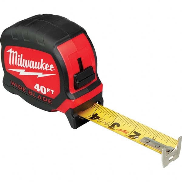 Milwaukee Tool 48-22-0240 Tape Measure: 40 Long, 1-5/16" Width, Black & Yellow Blade 