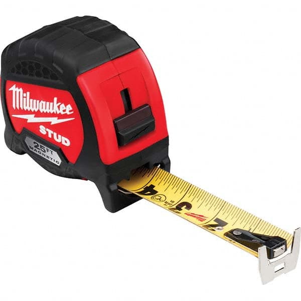 Milwaukee Tool 48-22-9725M Tape Measure: 25 Long, 1-5/16" Width, Black & Yellow Blade 