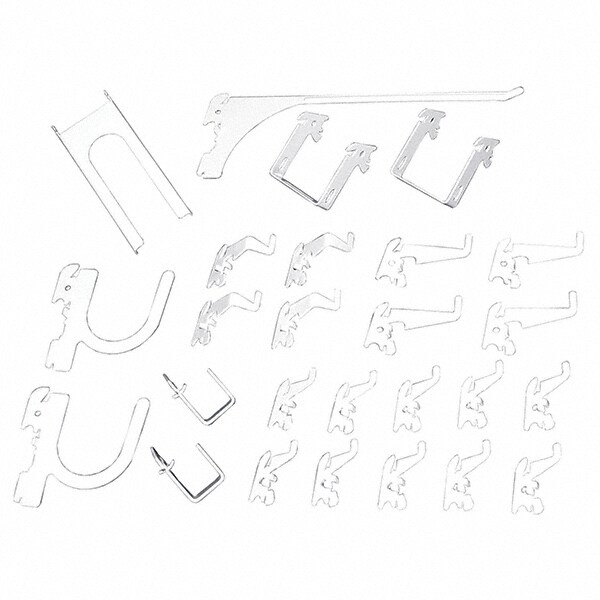 Pegboard Hook Sets; For Use With: Any Wall Control Broad & Industrial Pegboard ; Set Type: Hooks ; Contents: (26) Assorted Slotted Pegboard Hooks & Brackets ; Number of Pieces: 26.0 ; PSC Code: 5340