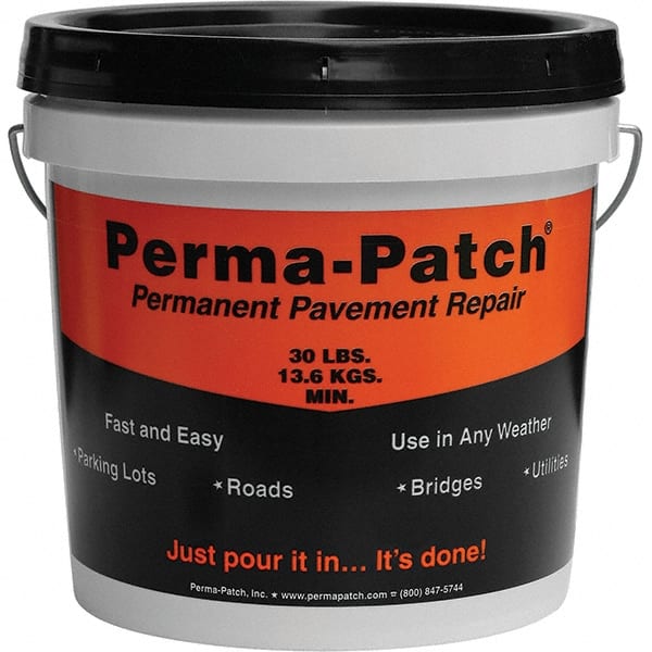 Perma-Patch PP-30-CP Drywall & Hard Surface Compounds; Product Type: Asphalt Patch ; Color: Black ; Container Size: 30 lb ; Container Type: Pail ; Composition: Asphaltic ; Coverage: 0.25 cu ft 