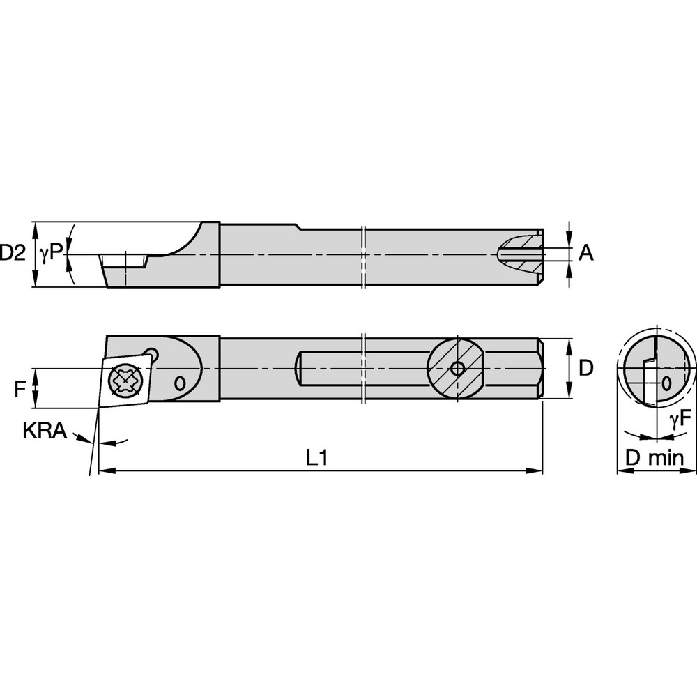 Widia Indexable Boring Bar SSBIC62575R, 0.68" Min Bore Dia, Right